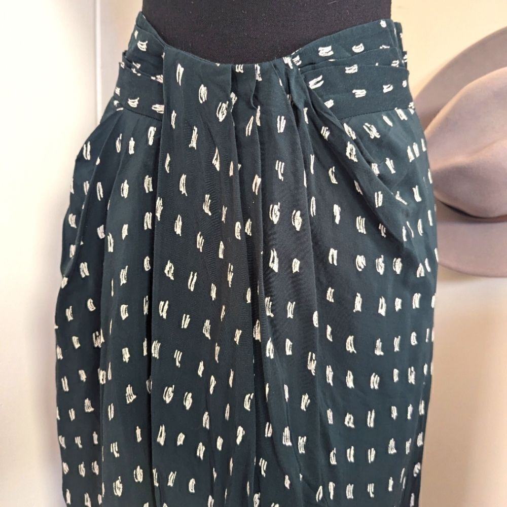 MM Lafleur 4 Tulip Green White Polka Dot Skirt Retro Whimsigoth Dark Feminine - Picture 3 of 8